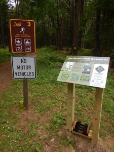 Boot Brush Station placed at trailhead at Letchworth State Park. Photo Credit: WNY PRISM.